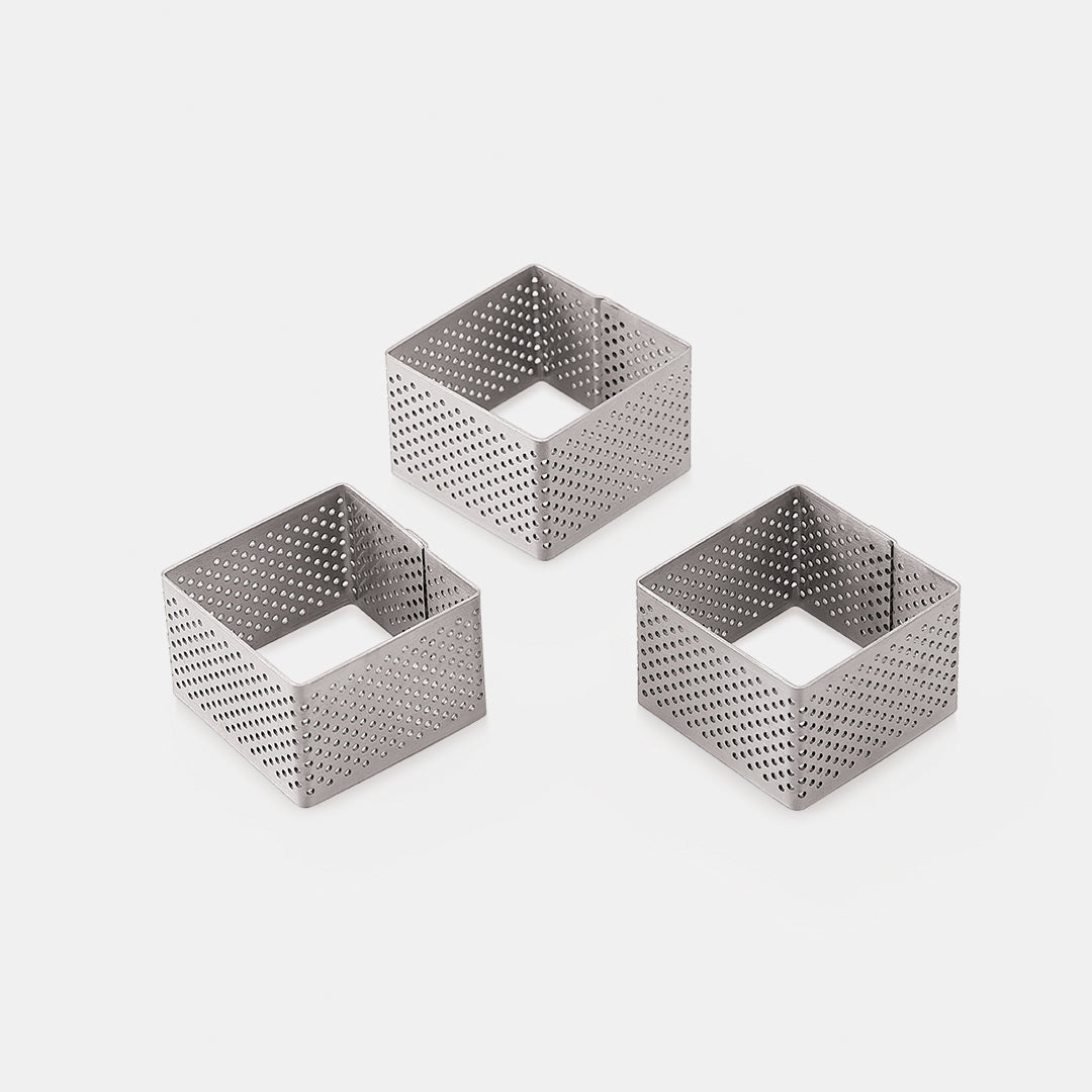 Perforated Square Tart Ring – 3 pc set (H-20mm)