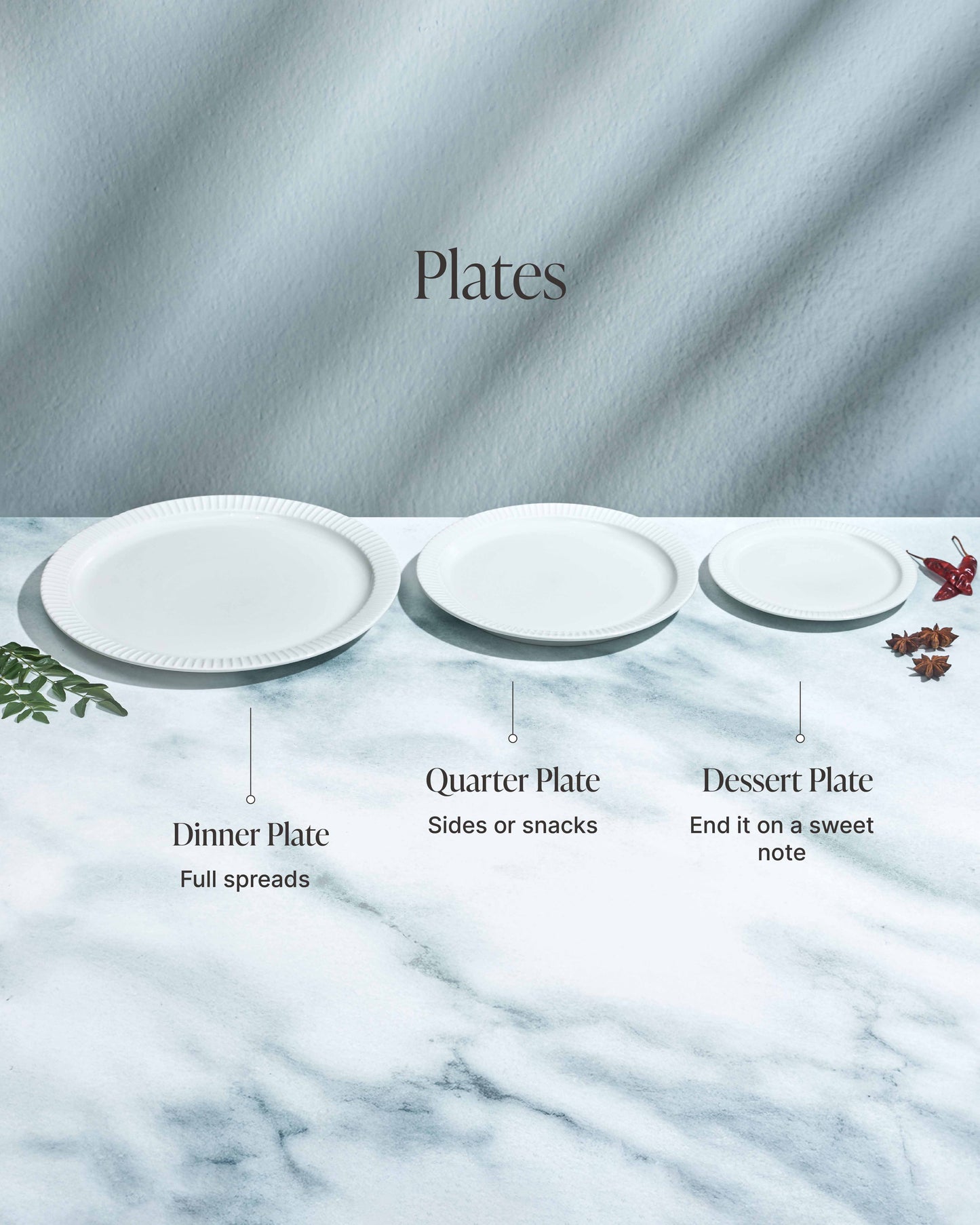 White Quarter Plate - Set of 3