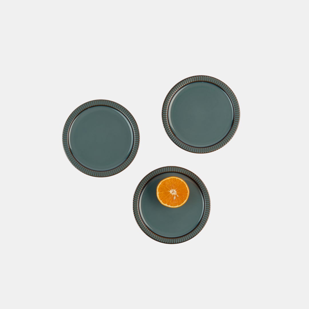 Teal Dessert Plate - Set of 3