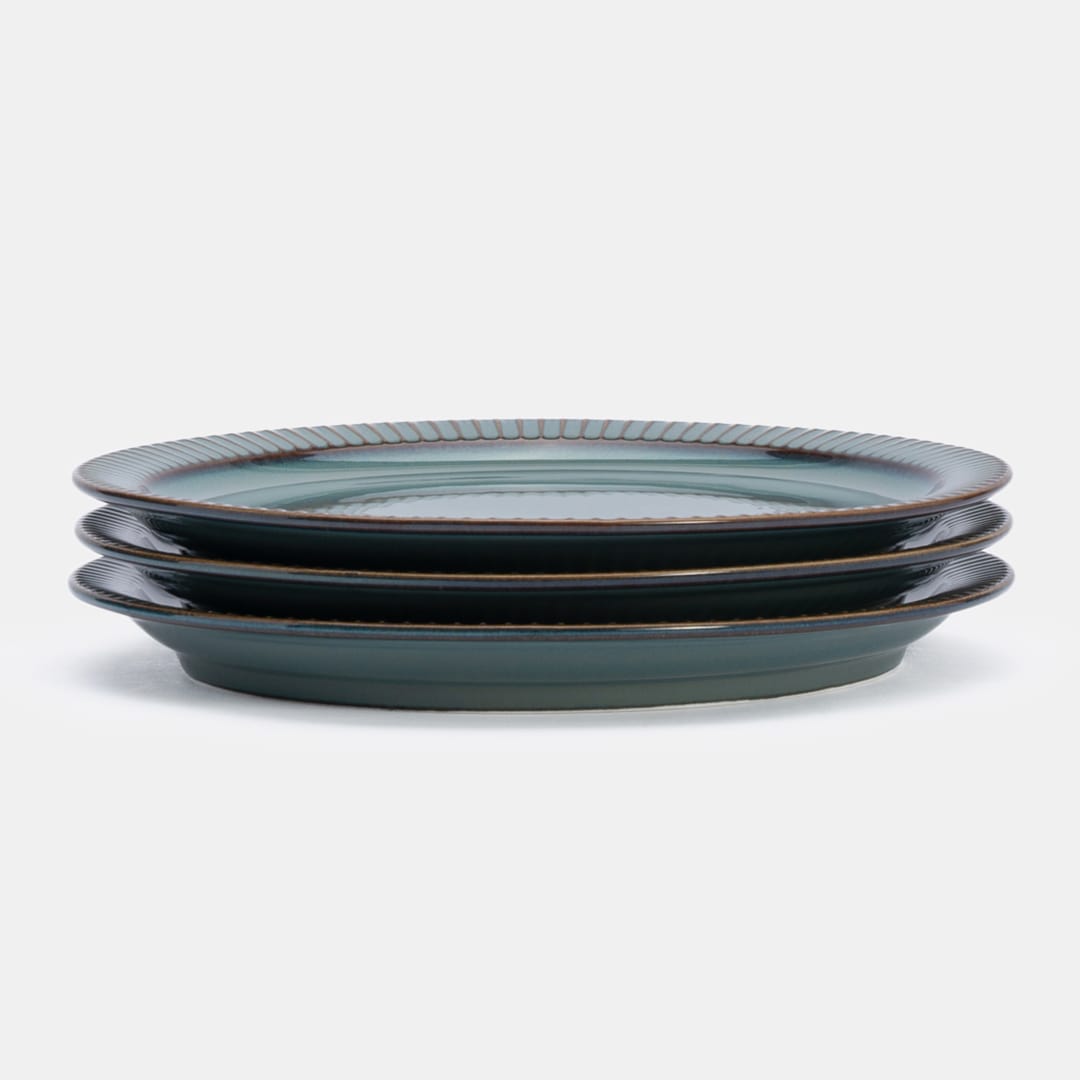 Teal Quarter Plate - Set of 3