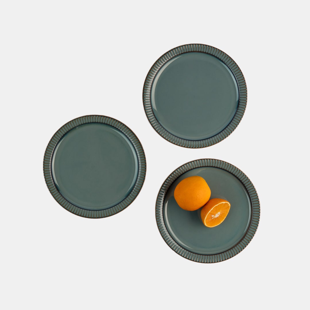 Teal Quarter Plate - Set of 3