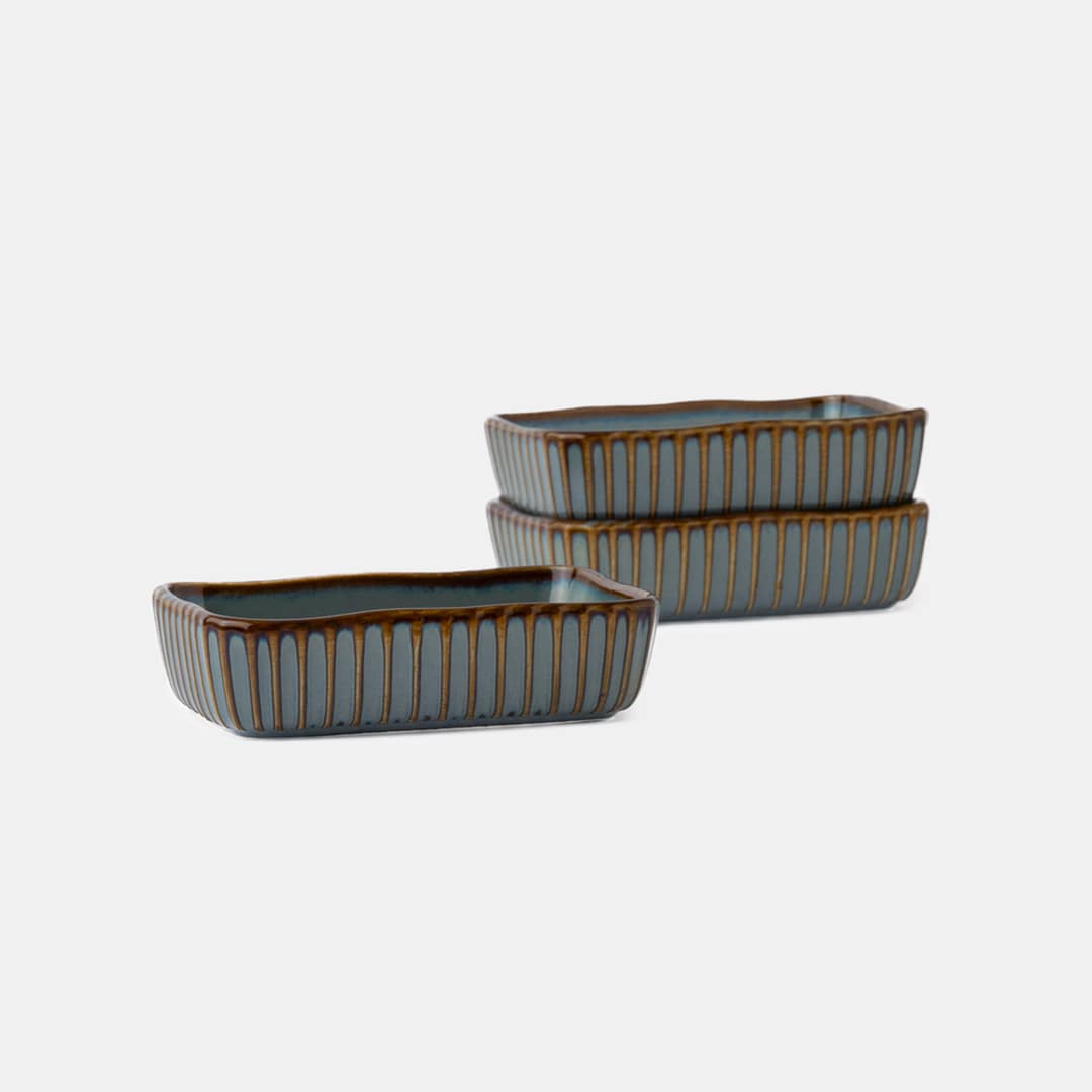 Teal Rectangle Dish 10 - Set of 3