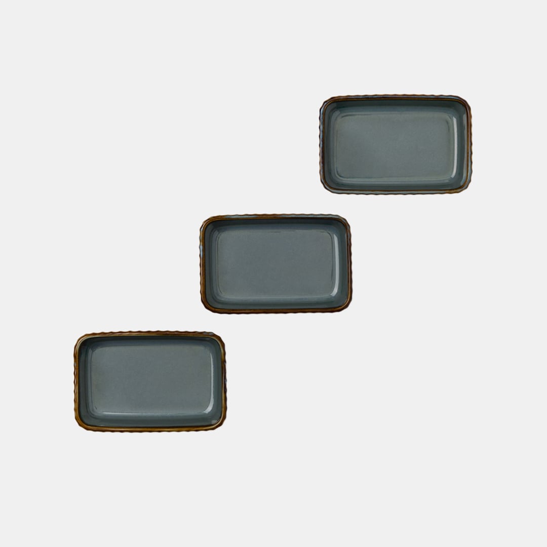 Teal Rectangle Dish 10 - Set of 3