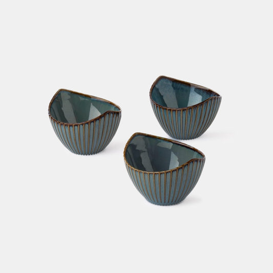 Teal Leaf Bowl - Set of 3