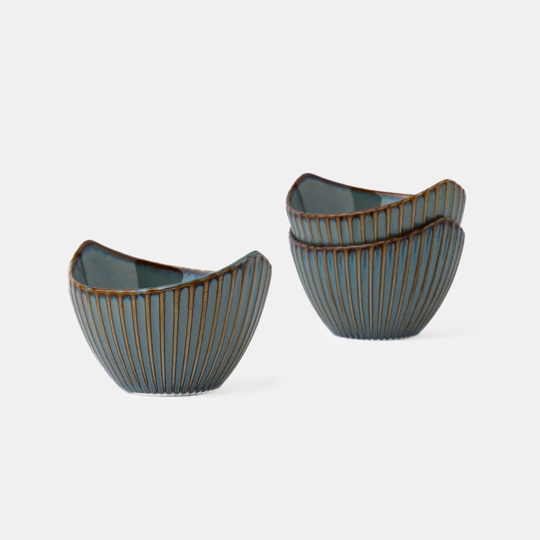 Teal Leaf Bowl - Set of 3