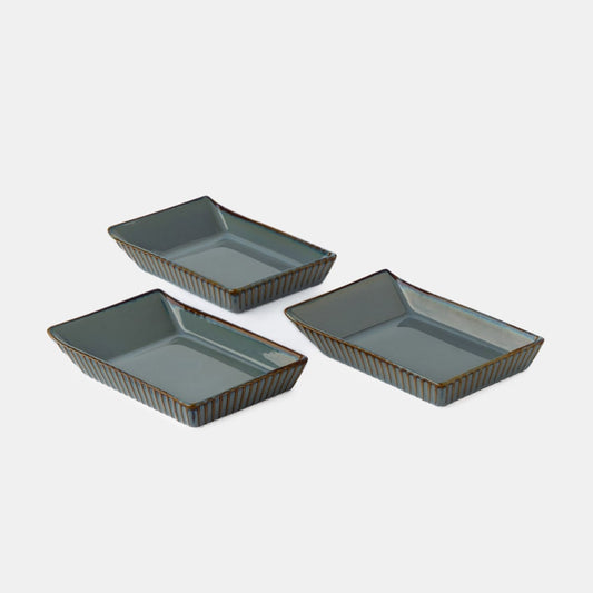 Teal Rectangle Dish 15 - Set of 3