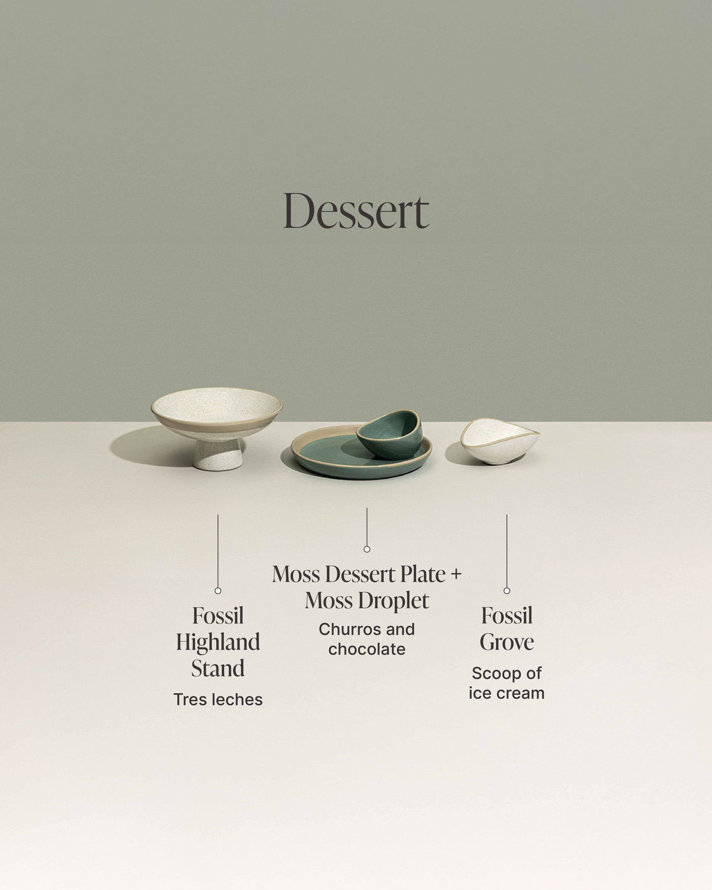 Moss Dessert Plate - Set of 3