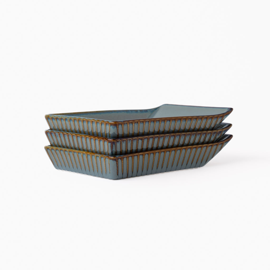 Teal Rectangle Dish 15 - Set of 3 - Rena