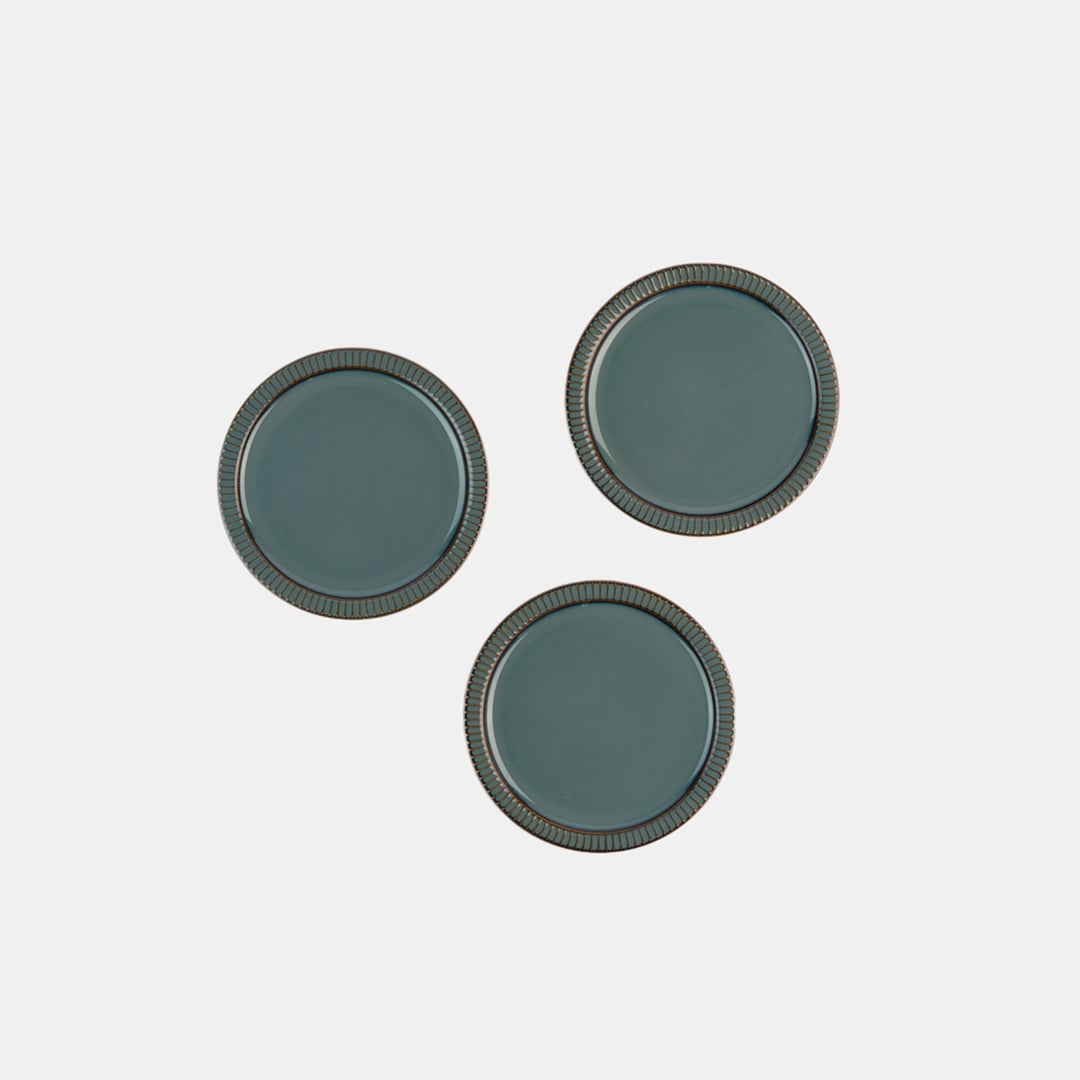 Teal Dessert Plate - Set of 3