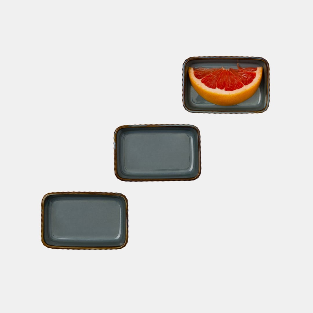 Teal Rectangle Dish 10 - Set of 3