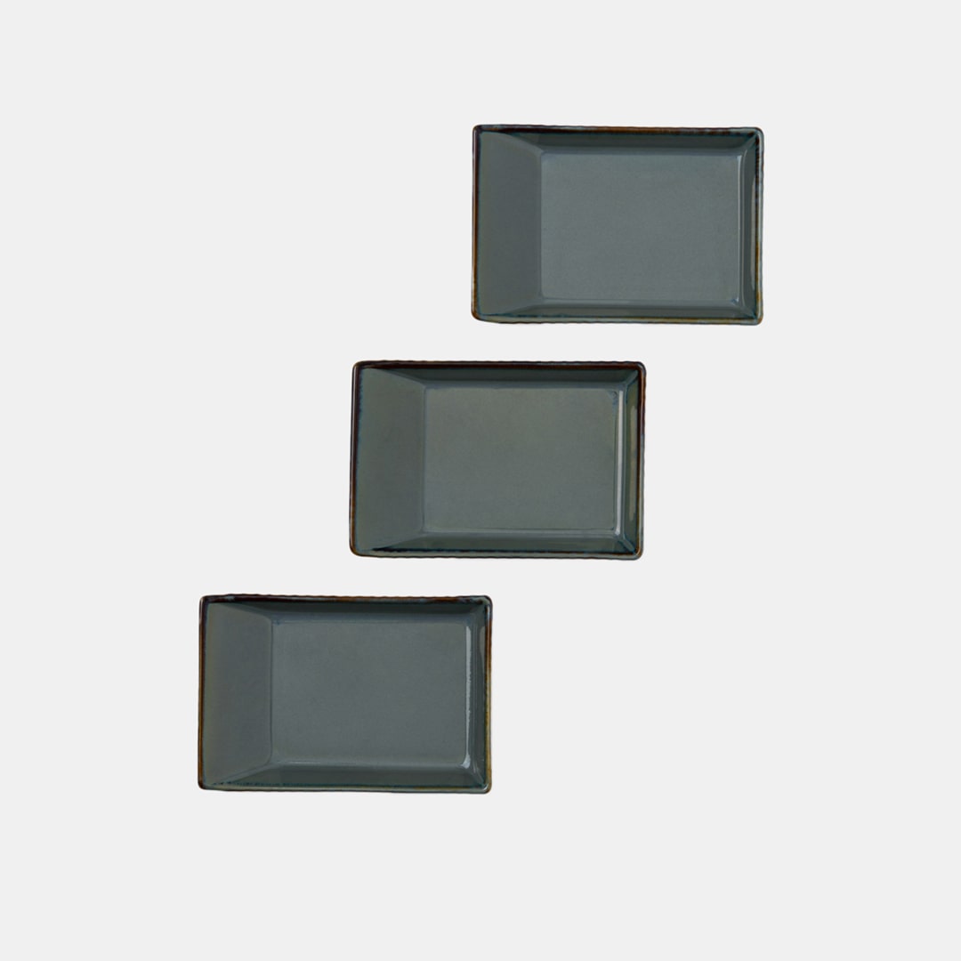 Teal Rectangle Dish 15 - Set of 3