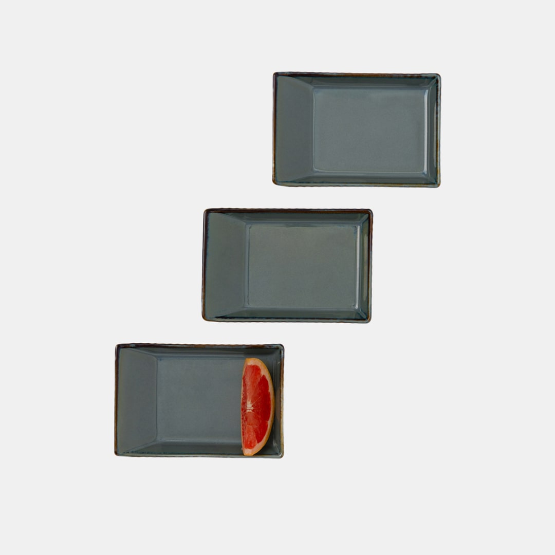 Teal Rectangle Dish 15 - Set of 3
