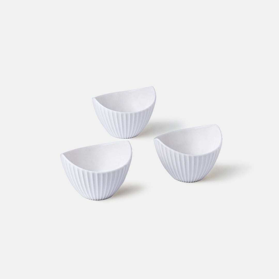 White Leaf Bowl - Set of 3