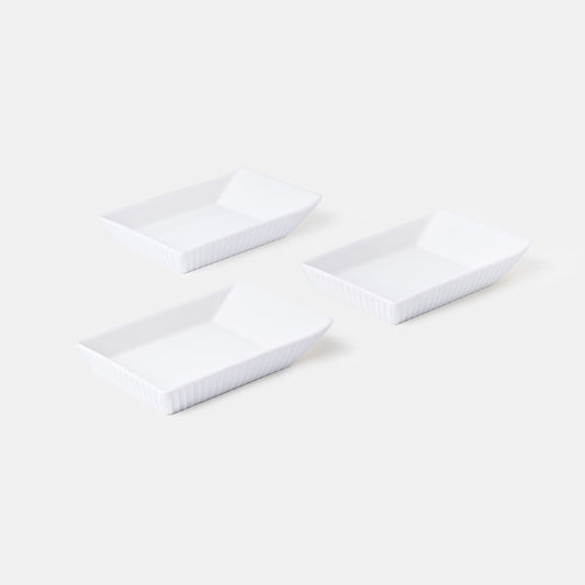 White Rectangle Dish 10 - Set of 3