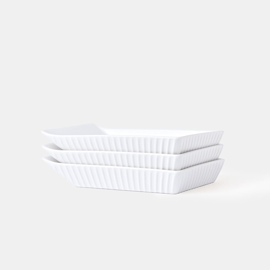 White Rectangle Dish 15 - Set of 3