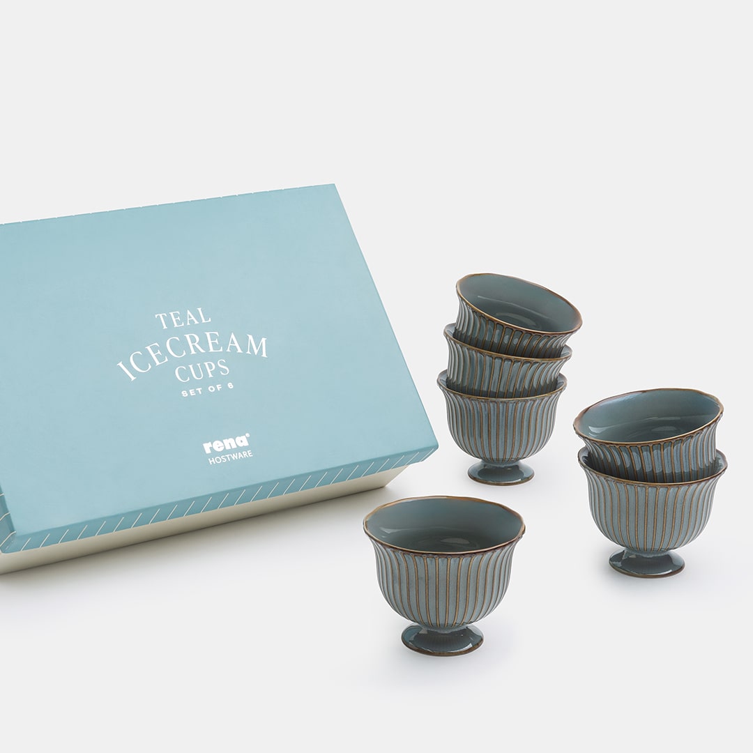 Teal Ice Cream Cup - Set of 6