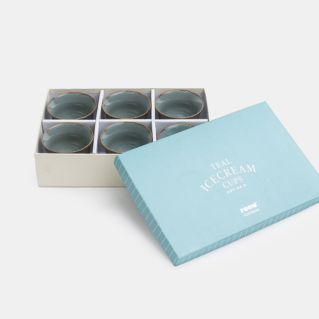 Teal Ice Cream Cup - Set of 6