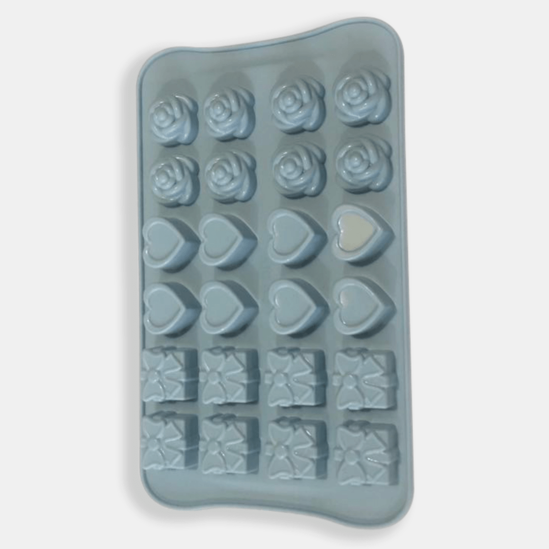 Silicone Gift, Heart & Rose Chocolate Mould - 24 Holes