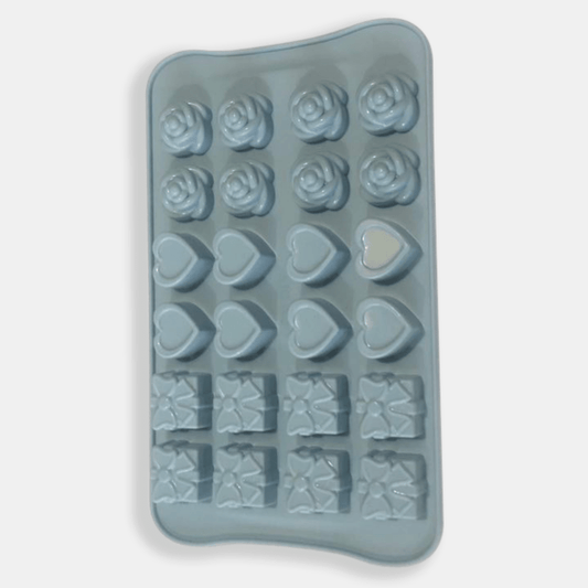 Silicone Gift, Heart & Rose Chocolate Mould - 24 Holes